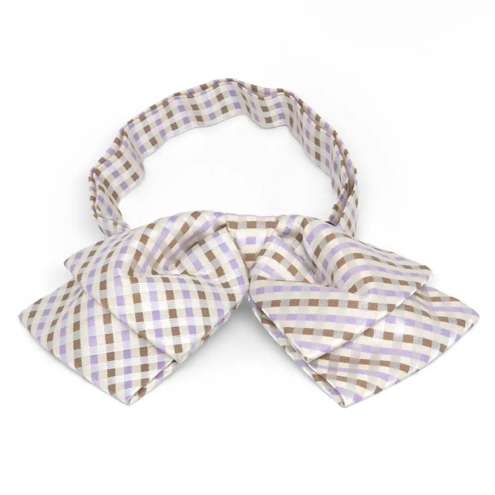 Cream George Plaid Floppy Bow Tie sold by TieMart