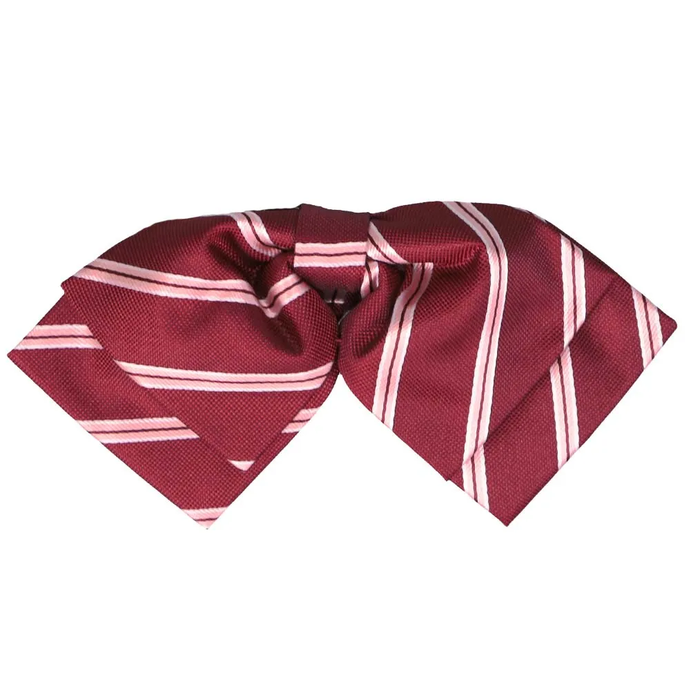 Burgundy Melvin Striped Floppy Bow Tie sold by TieMart