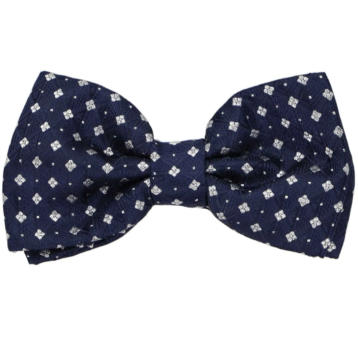 Navy Blue and Silver Marlon Geometric Bow Tie sold by TieMart
