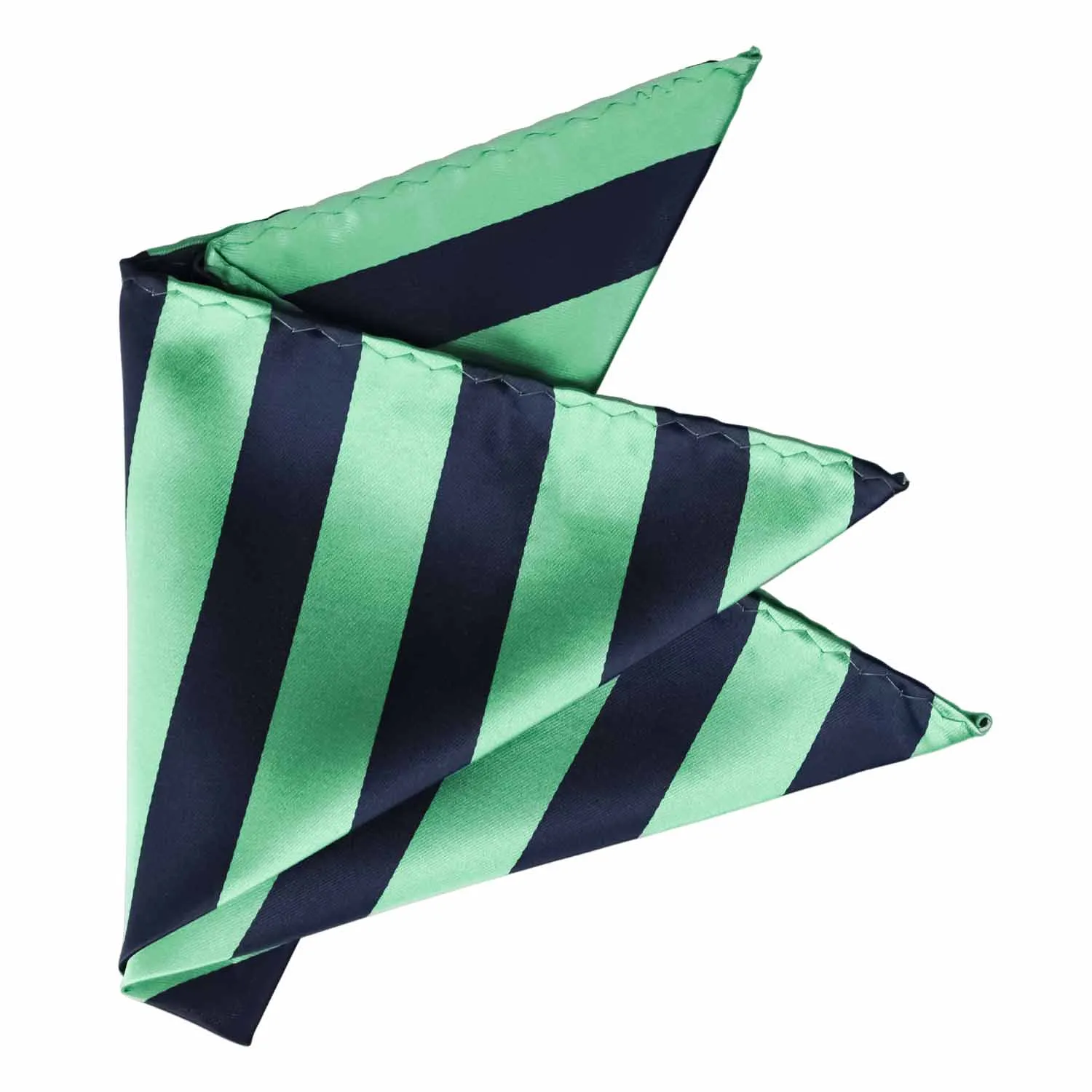 Bright Mint and Navy Blue Striped Pocket Square sold by TieMart product image thumbnail 3