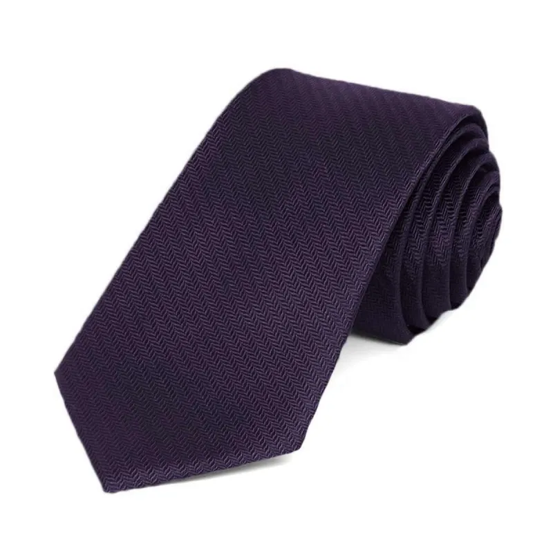 Lapis Purple Herringbone Slim Necktie, 2.5" Width sold by TieMart
