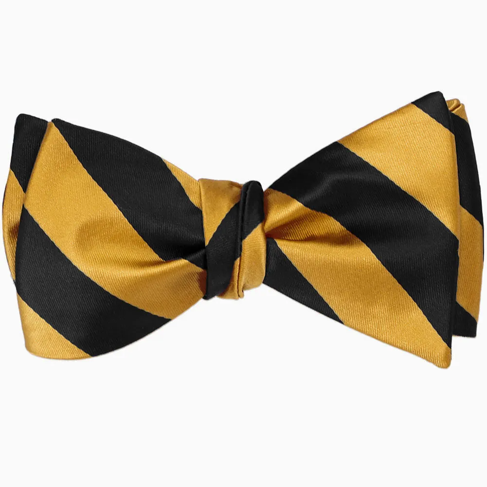 Black and Gold Bar Striped Self-Tie Bow Tie sold by TieMart product image thumbnail 2