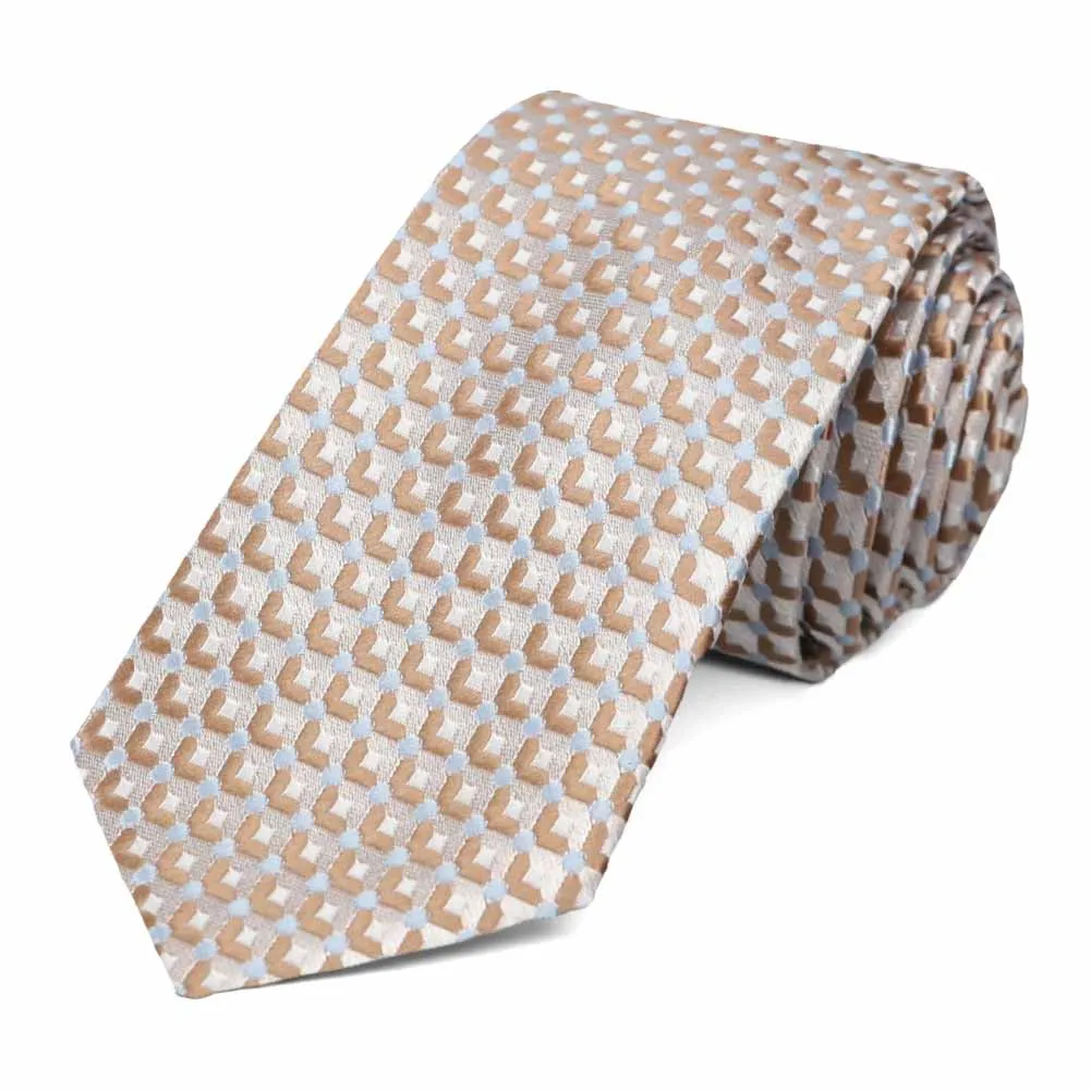Brown Island Geometric Slim Necktie sold by TieMart