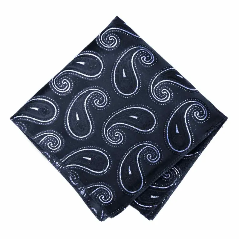 Navy Blue Berkshire Paisley Pocket Square sold by TieMart