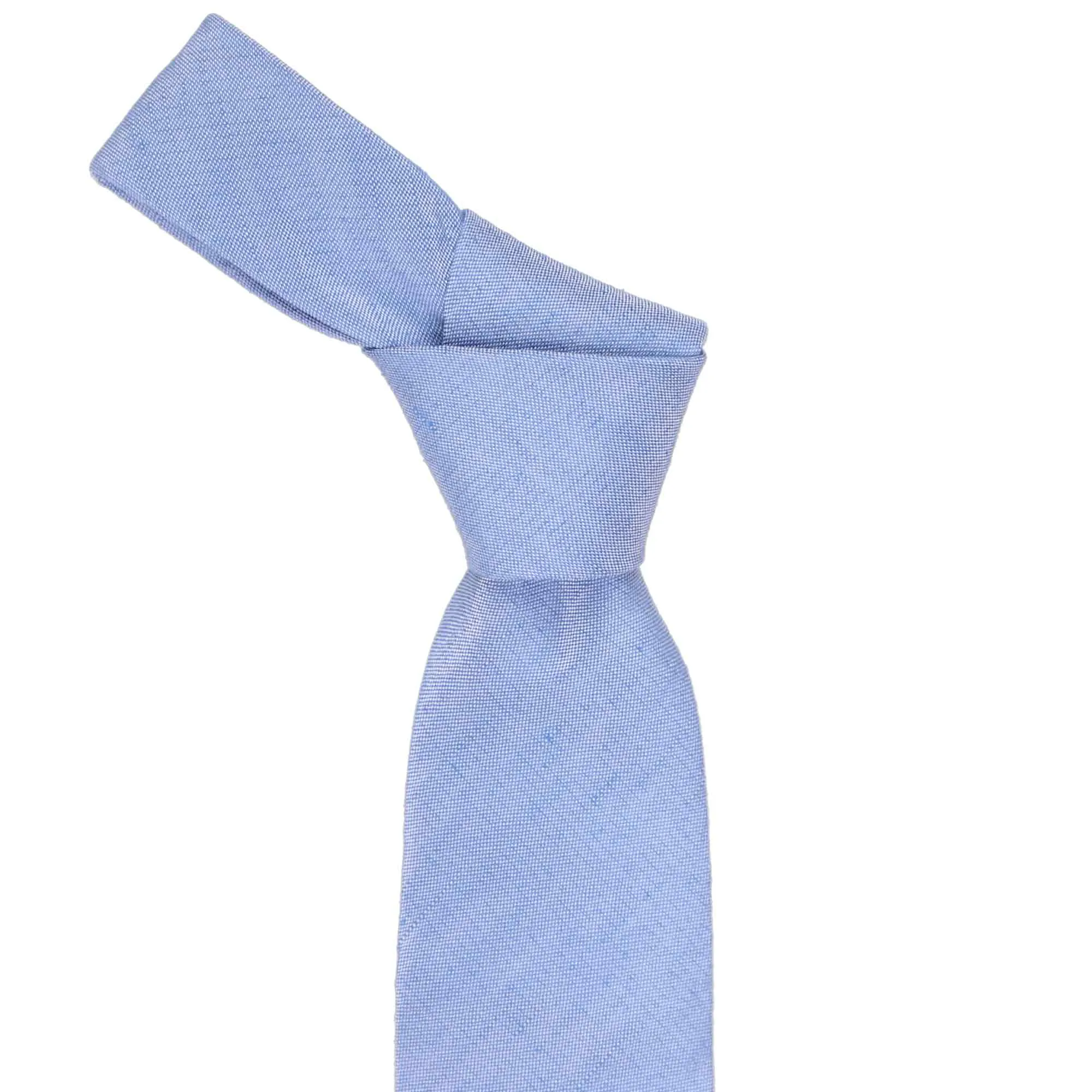 Cornflower Blue Regency Linen/Silk Narrow Necktie, 3" Width sold by TieMart product image thumbnail 2