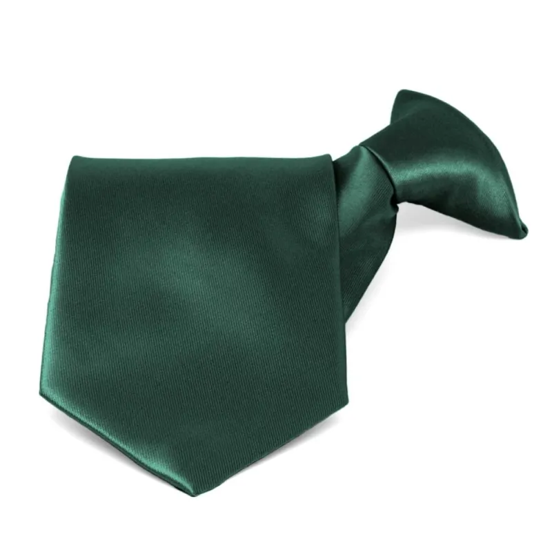 Hunter Green Solid Color Clip-On Tie sold by TieMart