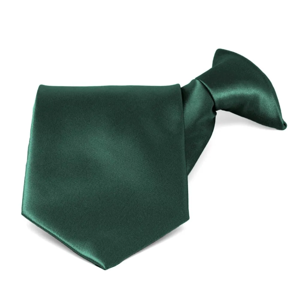 Hunter Green Solid Color Clip-On Tie sold by TieMart