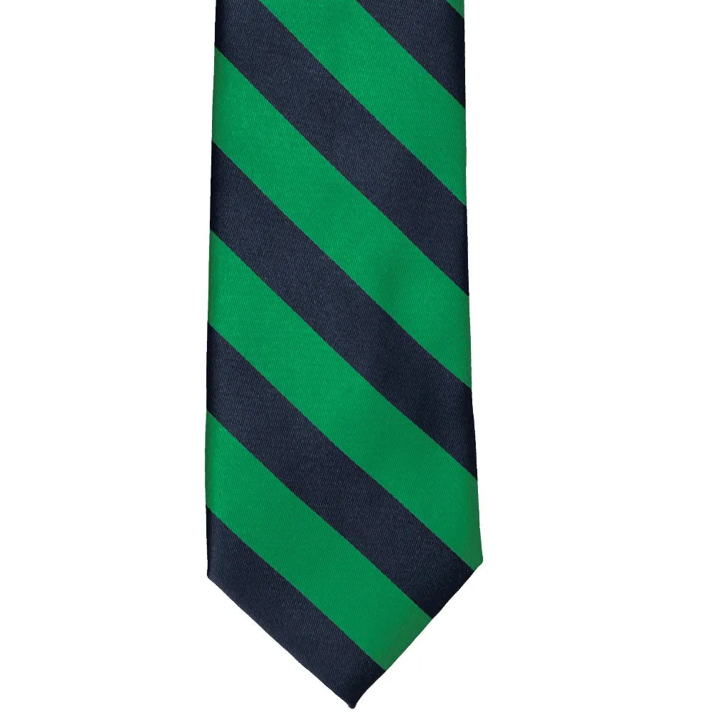 Kelly Green and Navy Blue Striped Tie sold by TieMart product image thumbnail 3
