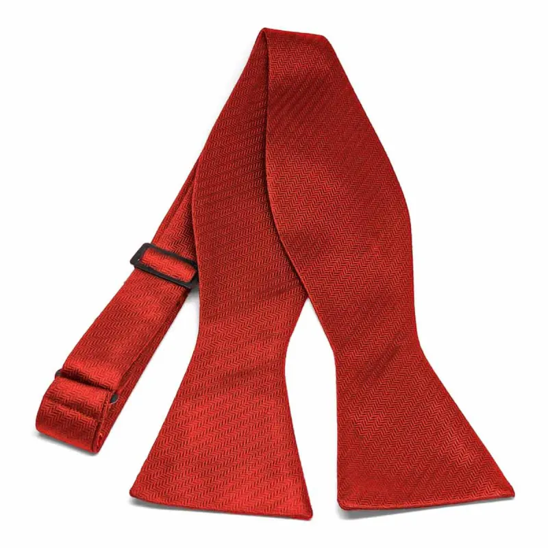 Red Herringbone Silk Self-Tie Bow Tie sold by TieMart