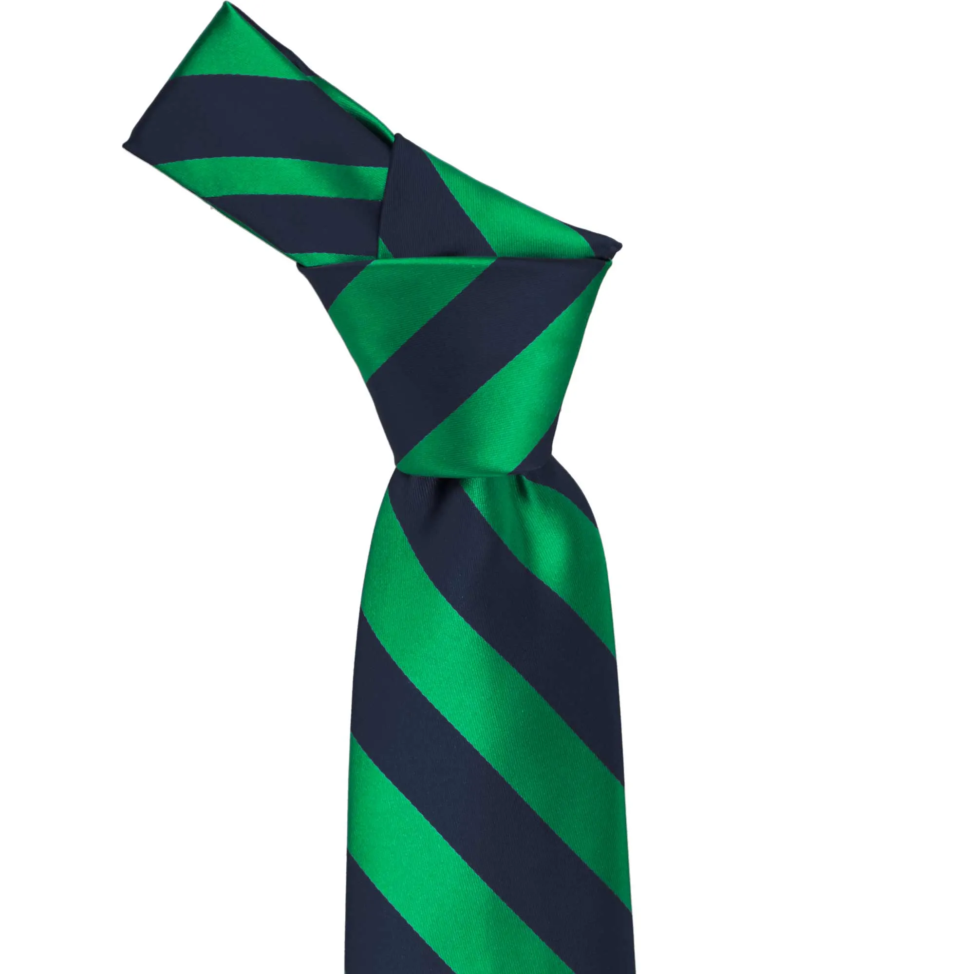 Kelly Green and Navy Blue Striped Tie sold by TieMart product image thumbnail 2