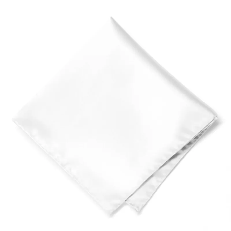 White Premium Pocket Square sold by TieMart