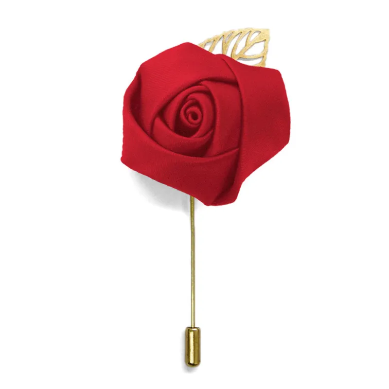 Red Premium Flower Lapel Pin sold by TieMart