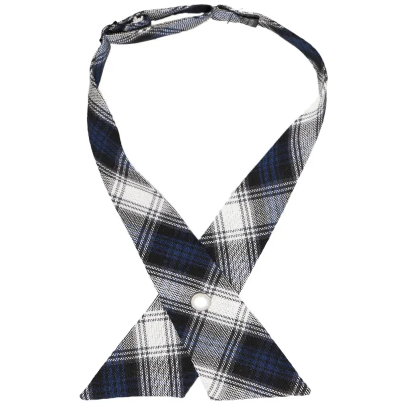 Navy Blue Plaid Crossover Tie sold by TieMart