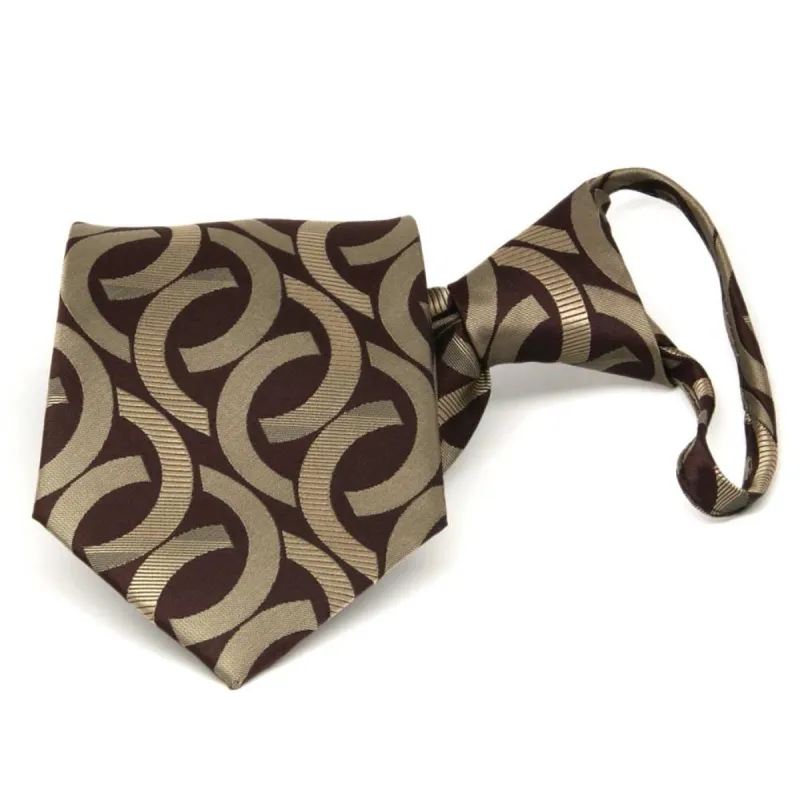 Chocolate Brown Kay Link Pattern Zipper Tie sold by TieMart