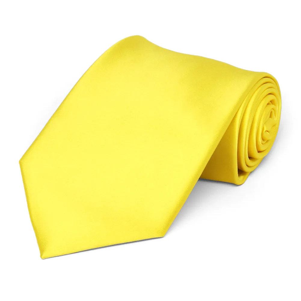 Yellow Premium Extra Long Solid Color Necktie sold by TieMart