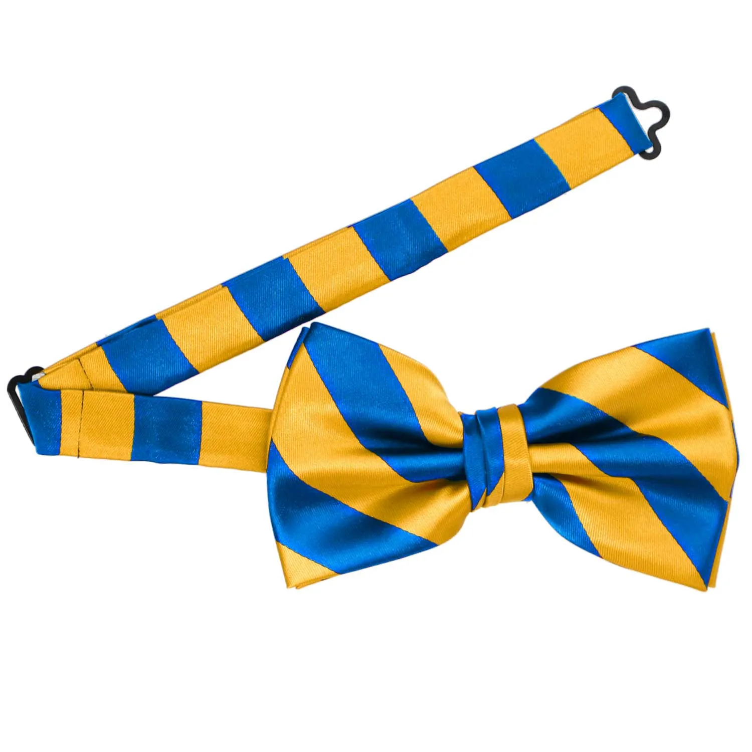 Blue and Golden Yellow Striped Bow Tie sold by TieMart product image thumbnail 3