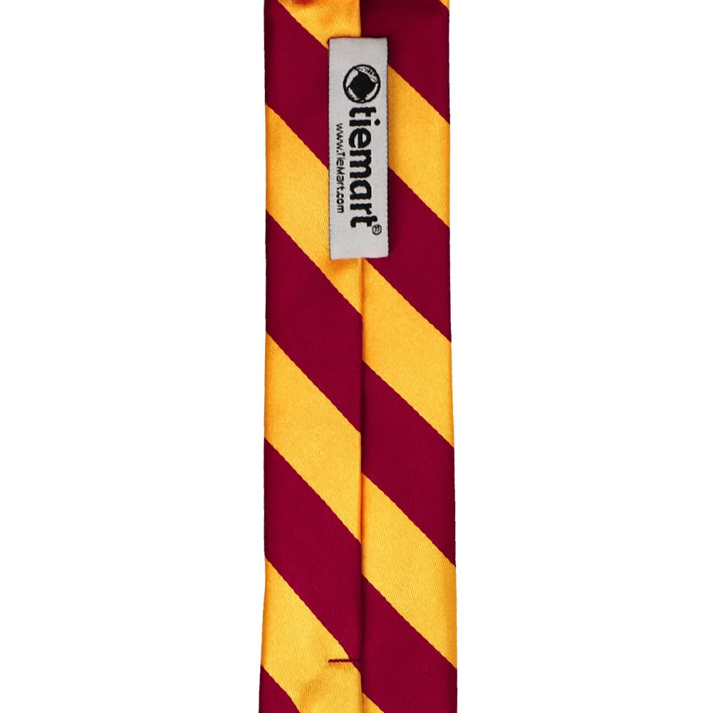 Crimson Red and Golden Yellow Striped Skinny Tie, 2" Width sold by TieMart product image thumbnail 3