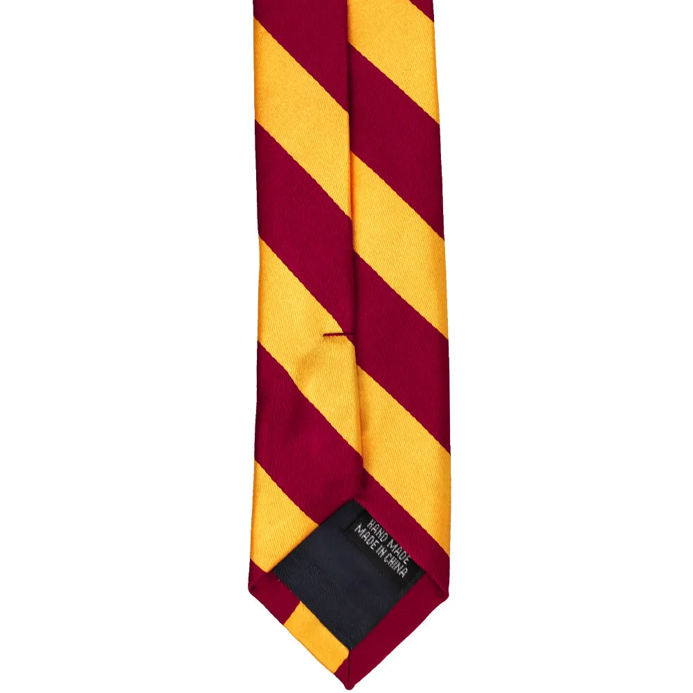 Crimson Red and Golden Yellow Striped Skinny Tie, 2" Width sold by TieMart product image thumbnail 4