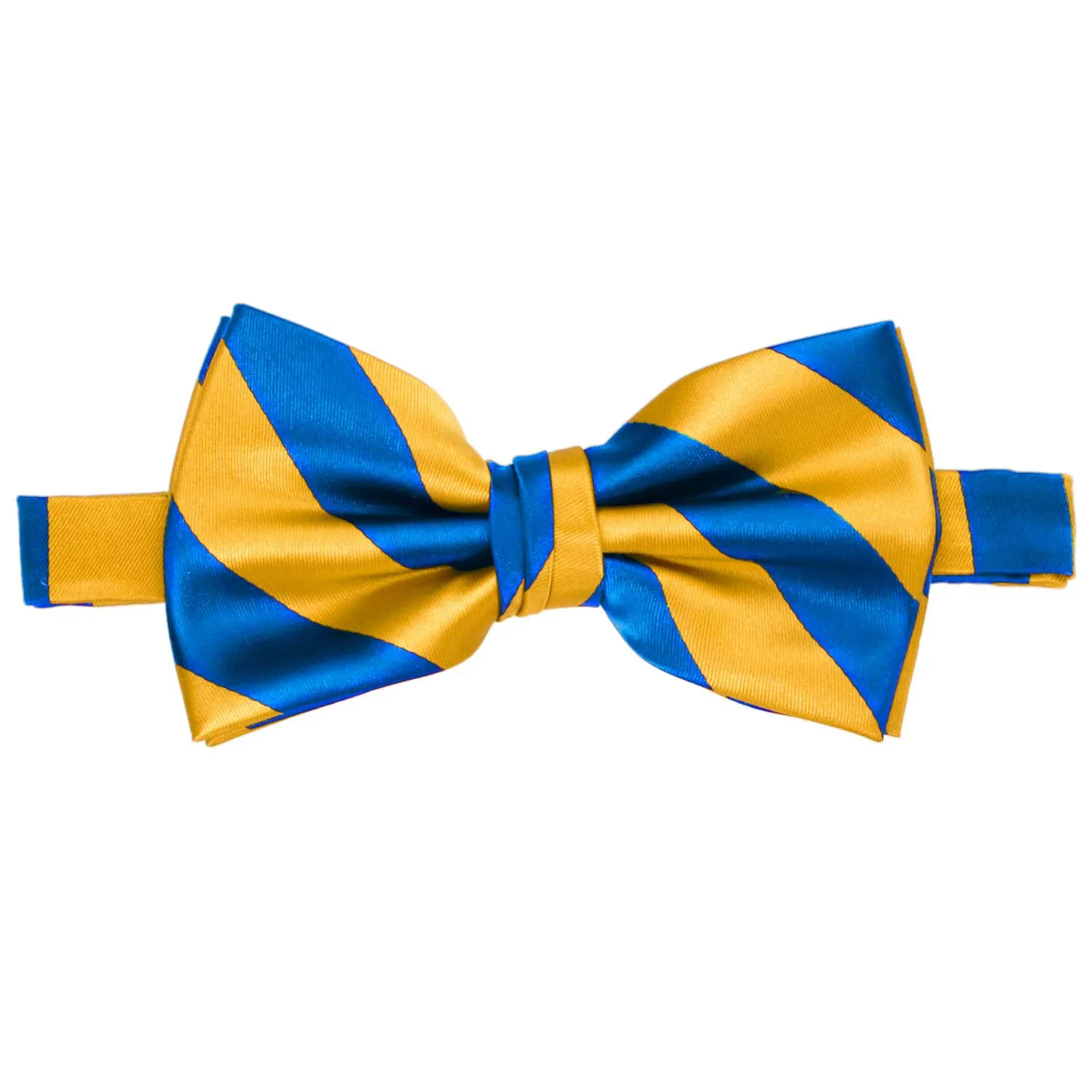 Blue and Golden Yellow Striped Bow Tie sold by TieMart product image thumbnail 2