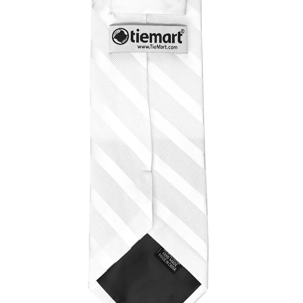 White Elite Striped Necktie sold by TieMart product image thumbnail 4