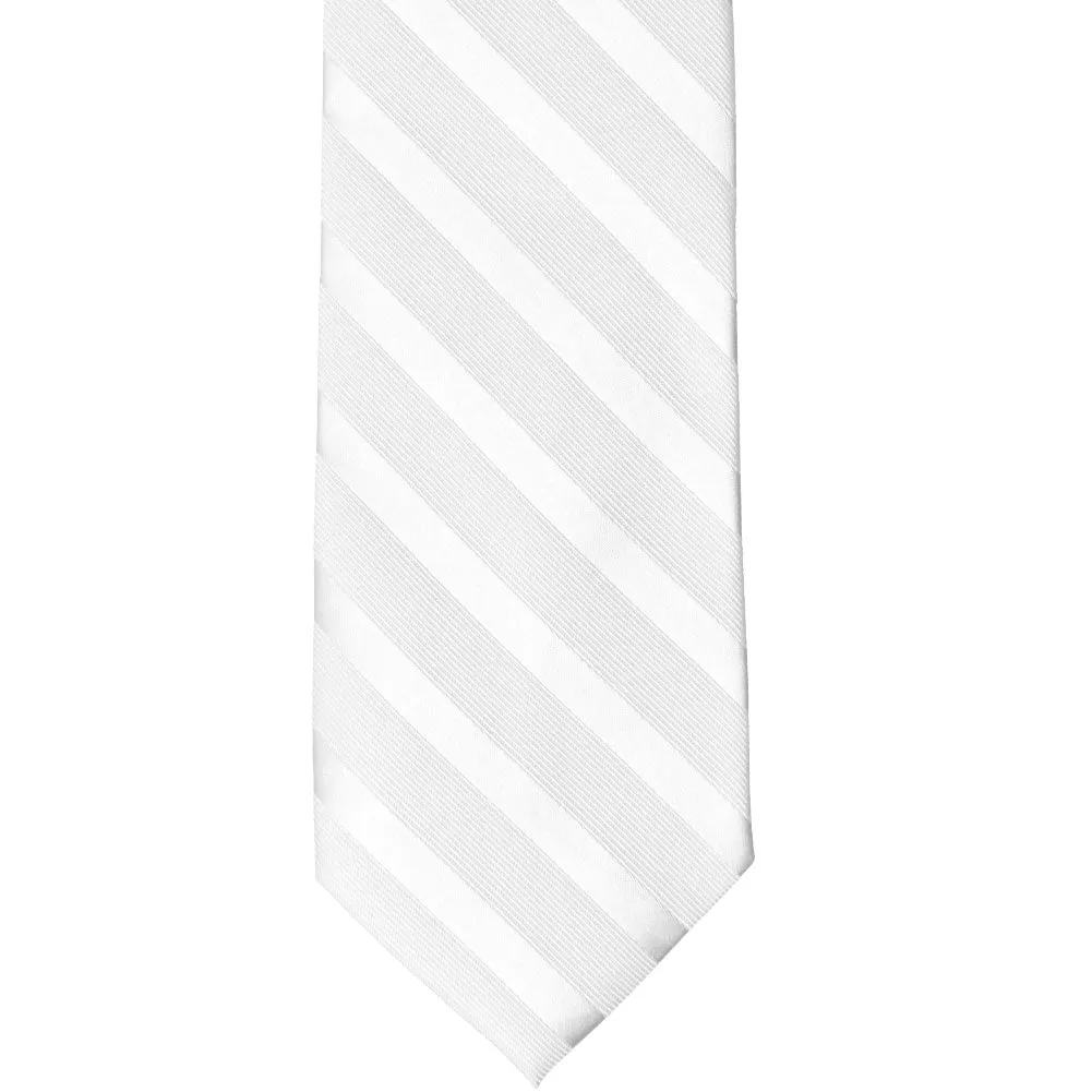 White Elite Striped Necktie sold by TieMart product image thumbnail 3
