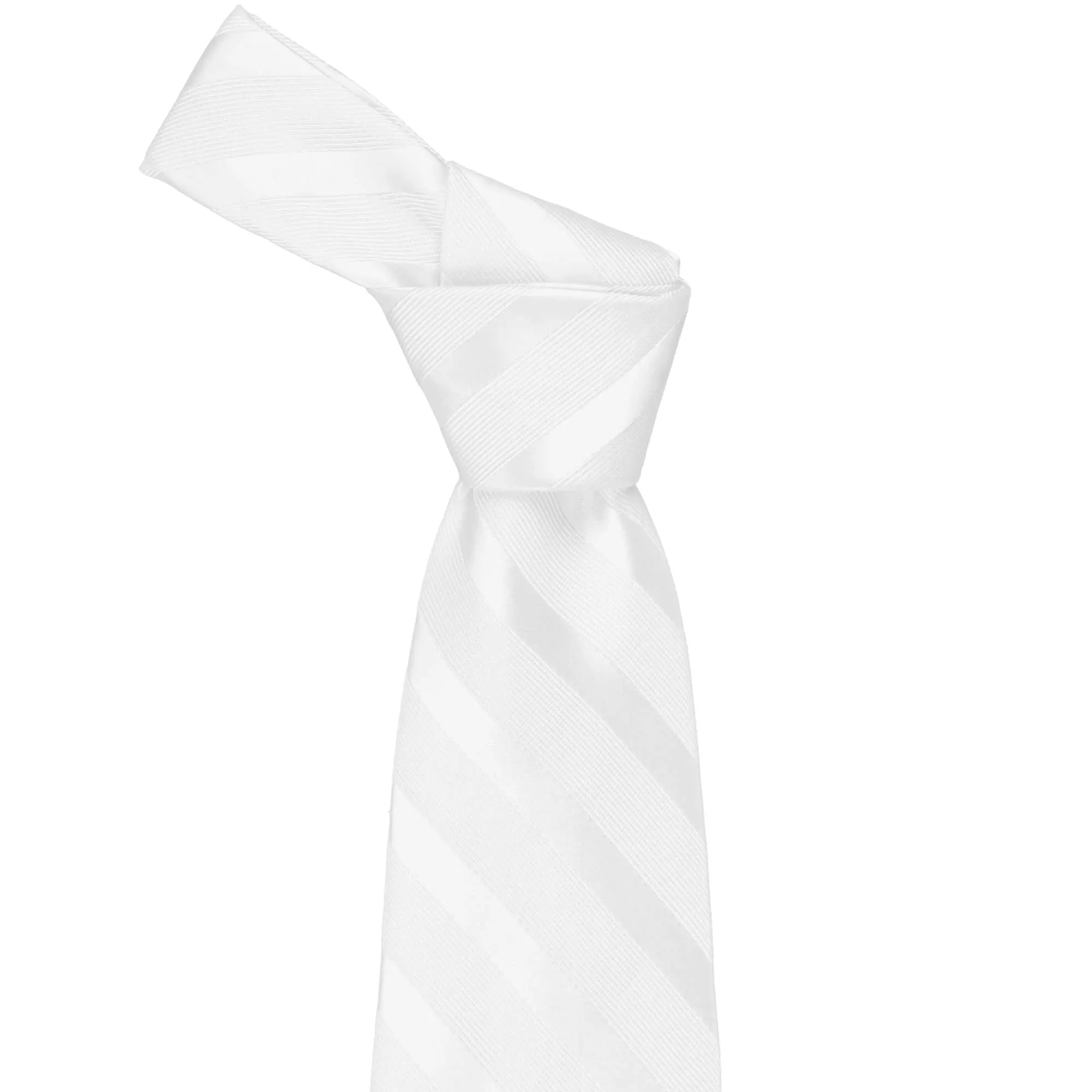 White Elite Striped Necktie sold by TieMart product image thumbnail 2