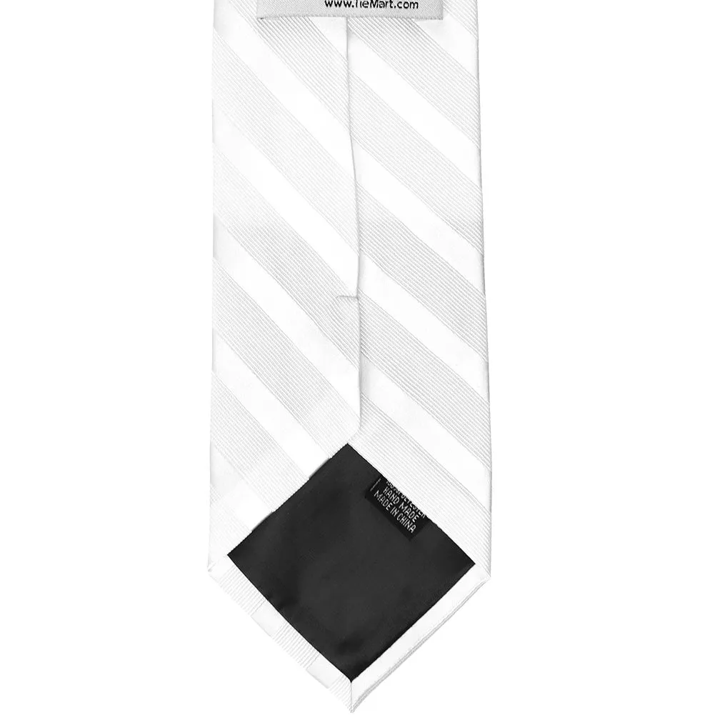 White Elite Striped Necktie sold by TieMart product image thumbnail 5