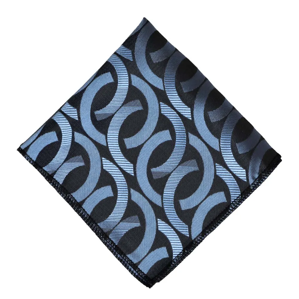 Dark Blue Kay Link Pattern Pocket Square sold by TieMart