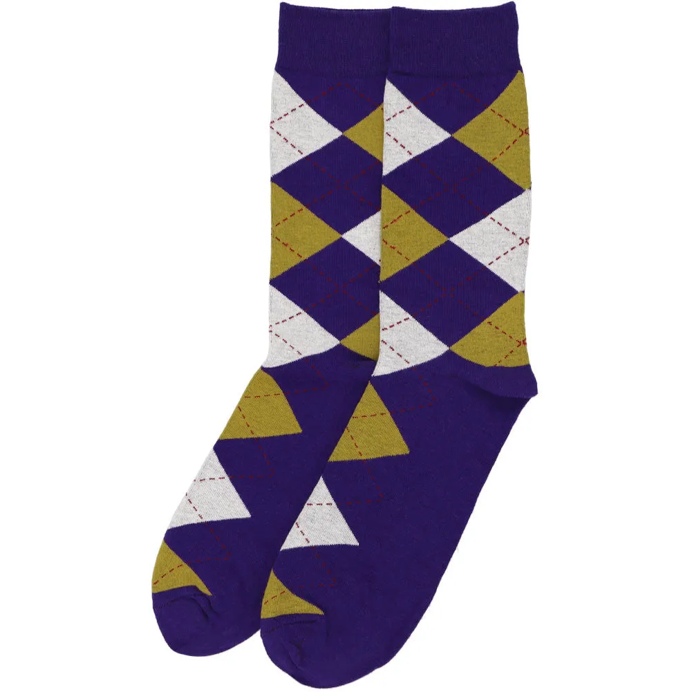 Men's Dark Purple and Gold Argyle Socks sold by TieMart product image thumbnail 3