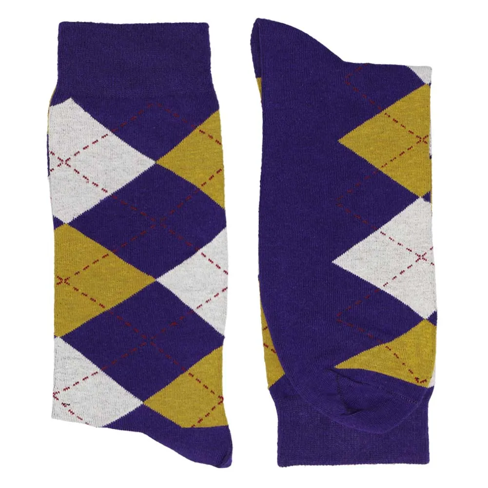 Men's Dark Purple and Gold Argyle Socks sold by TieMart product image thumbnail 2