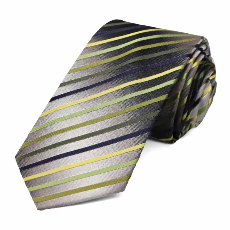 Bridal Clover Kissimmee Striped Slim Necktie sold by TieMart