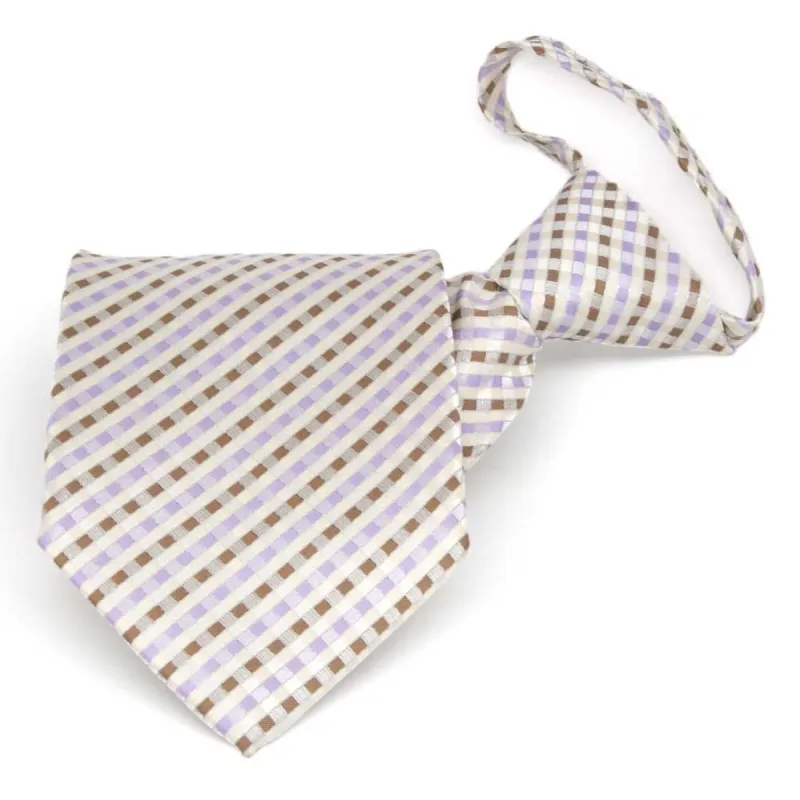 Cream George Plaid Zipper Tie sold by TieMart