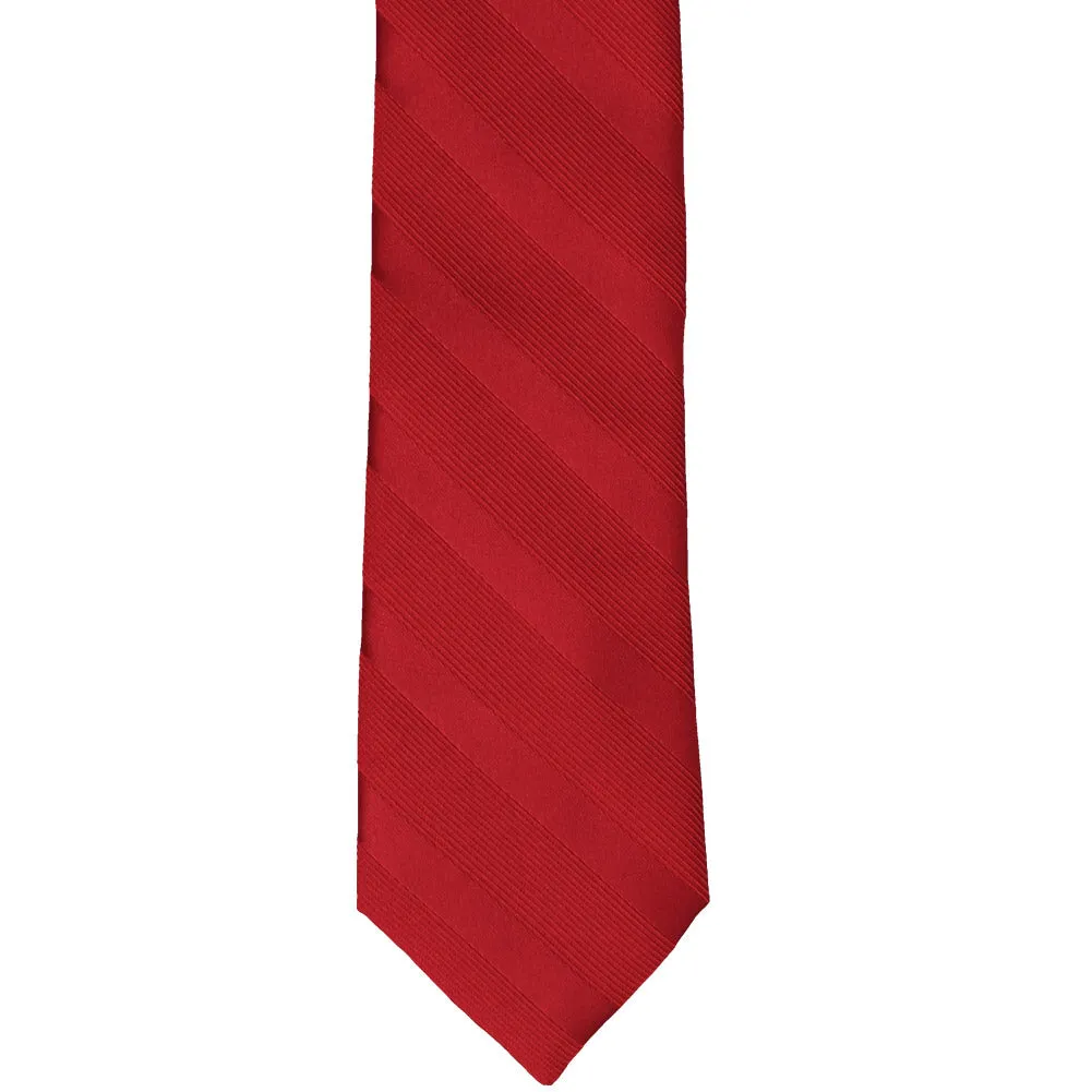 Red Elite Striped Slim Necktie, 2.5" Width sold by TieMart product image thumbnail 2