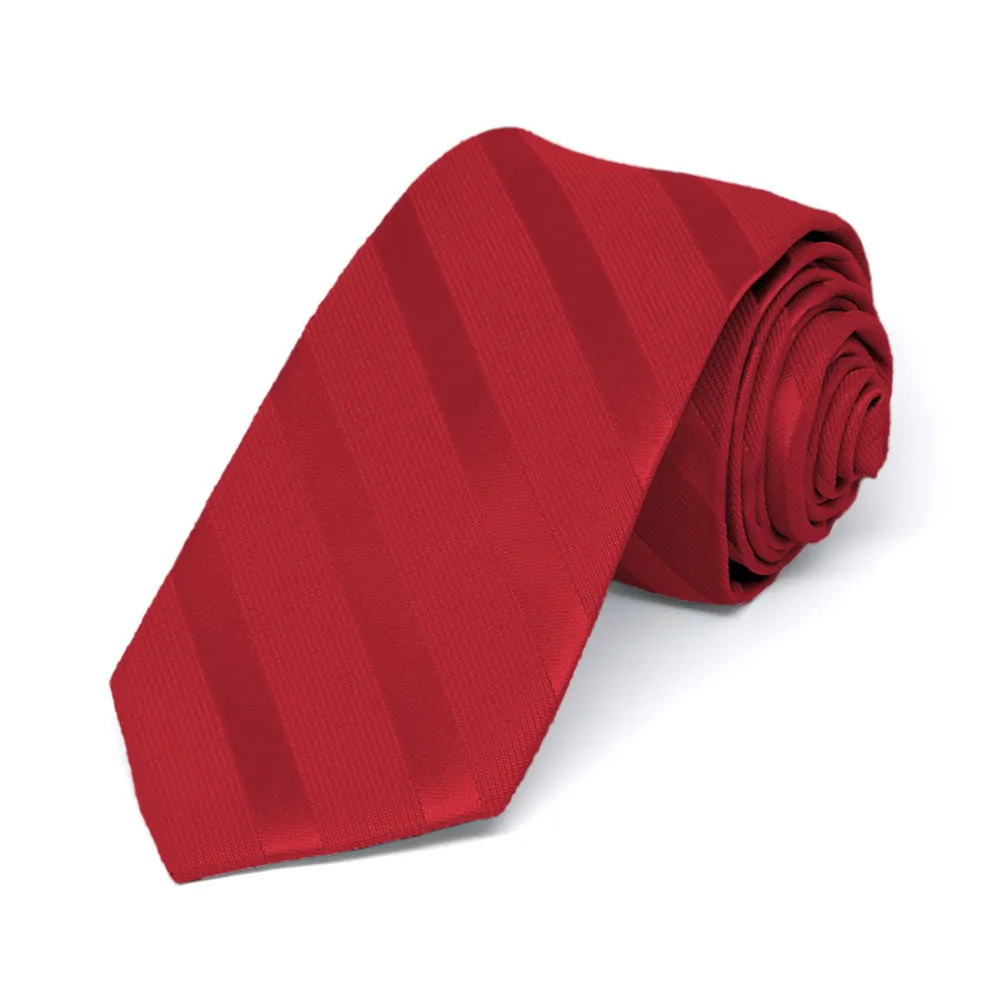 Red Elite Striped Slim Necktie, 2.5" Width sold by TieMart