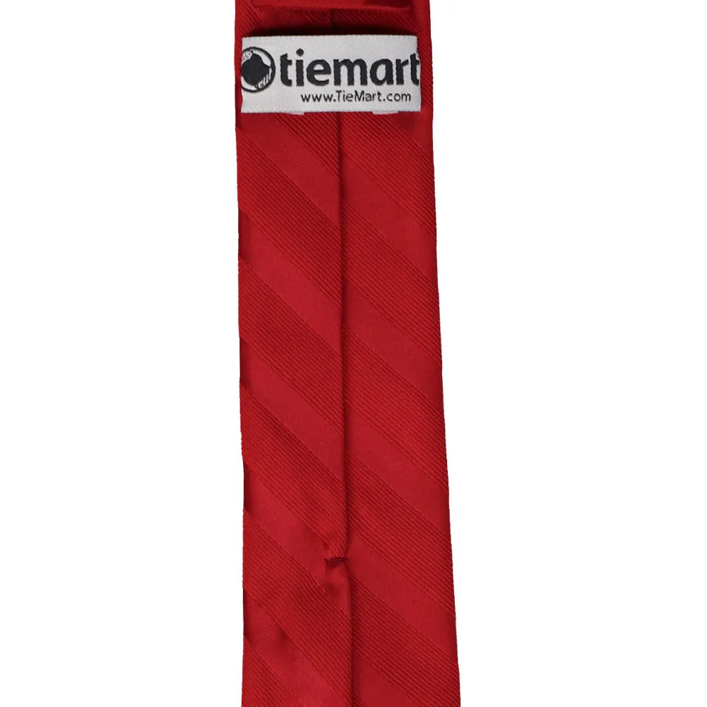Red Elite Striped Slim Necktie, 2.5" Width sold by TieMart product image thumbnail 3