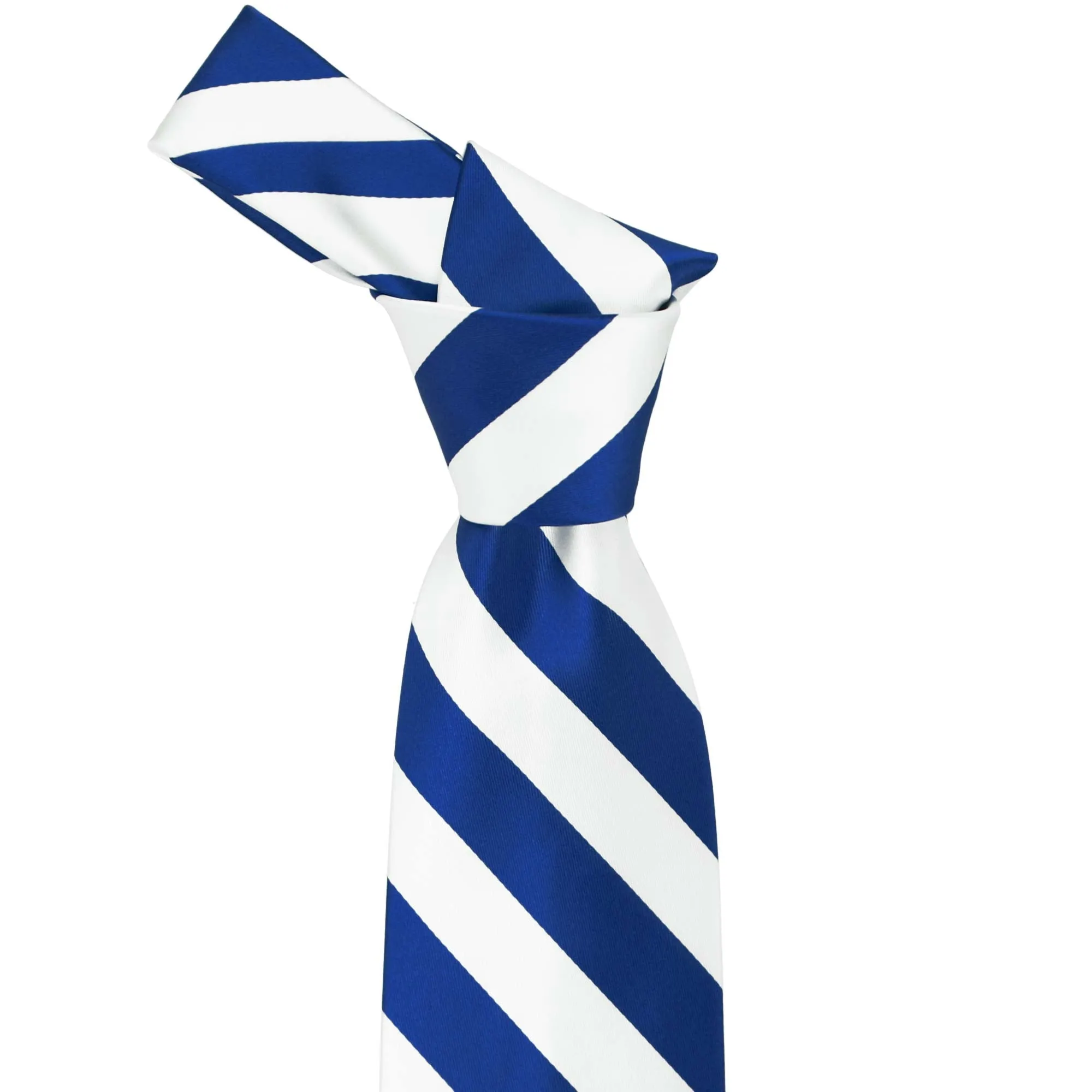 Royal Blue and White Extra Long Striped Tie sold by TieMart product image thumbnail 2