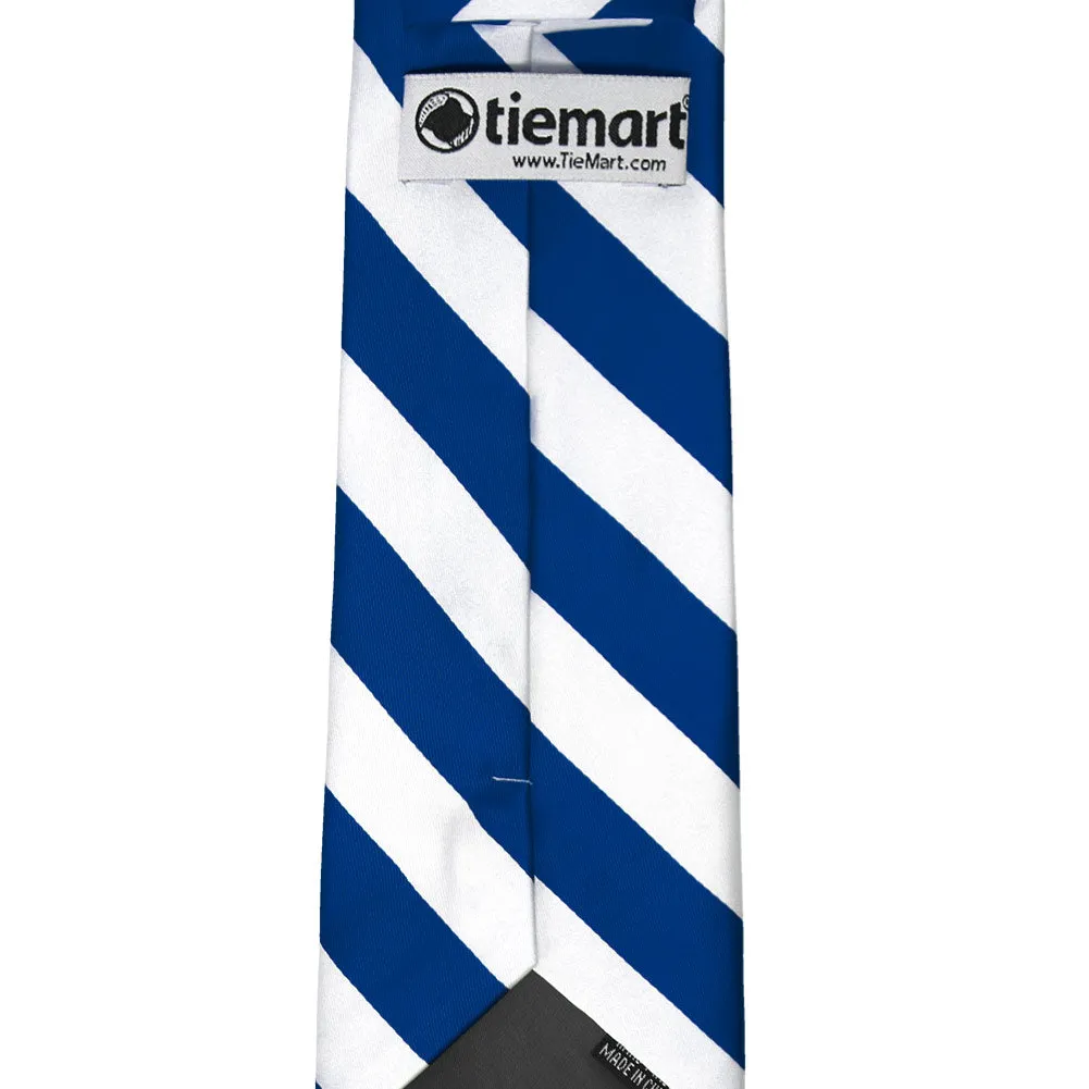 Royal Blue and White Extra Long Striped Tie sold by TieMart product image thumbnail 4