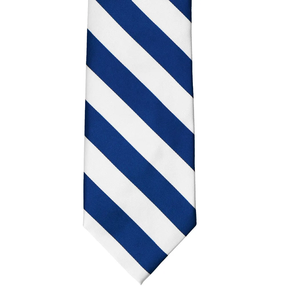 Royal Blue and White Extra Long Striped Tie sold by TieMart product image thumbnail 3