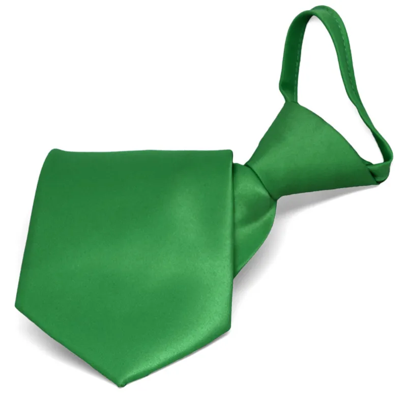 Irish Green Solid Color Zipper Tie sold by TieMart