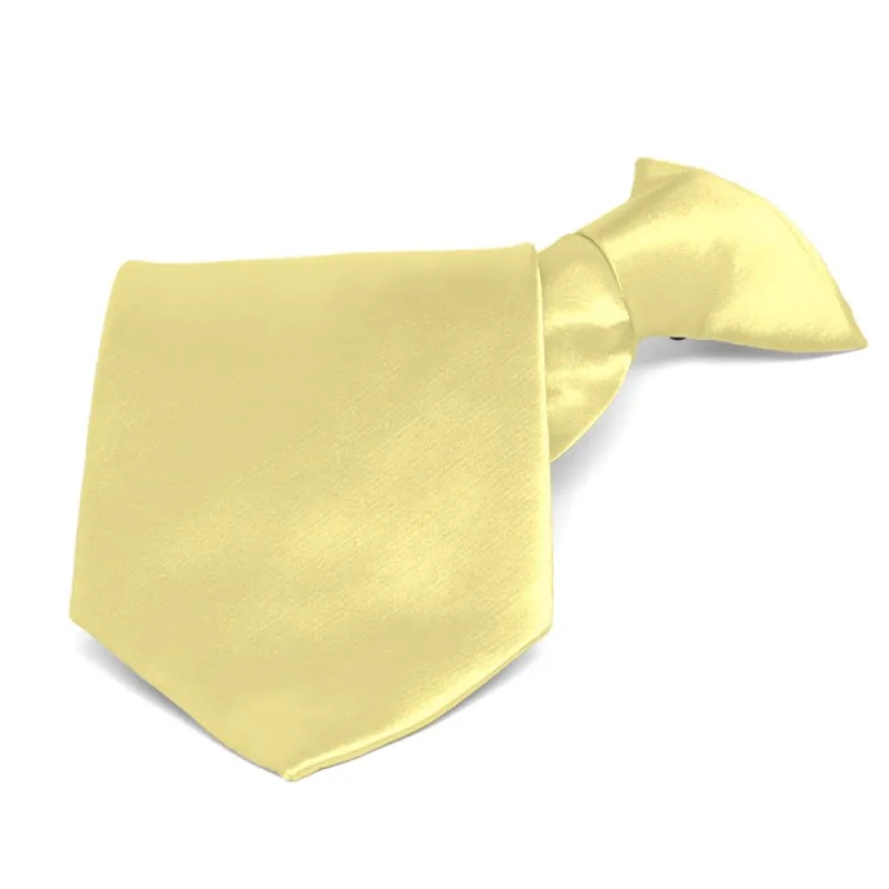 Butter Yellow Solid Color Clip-On Tie sold by TieMart