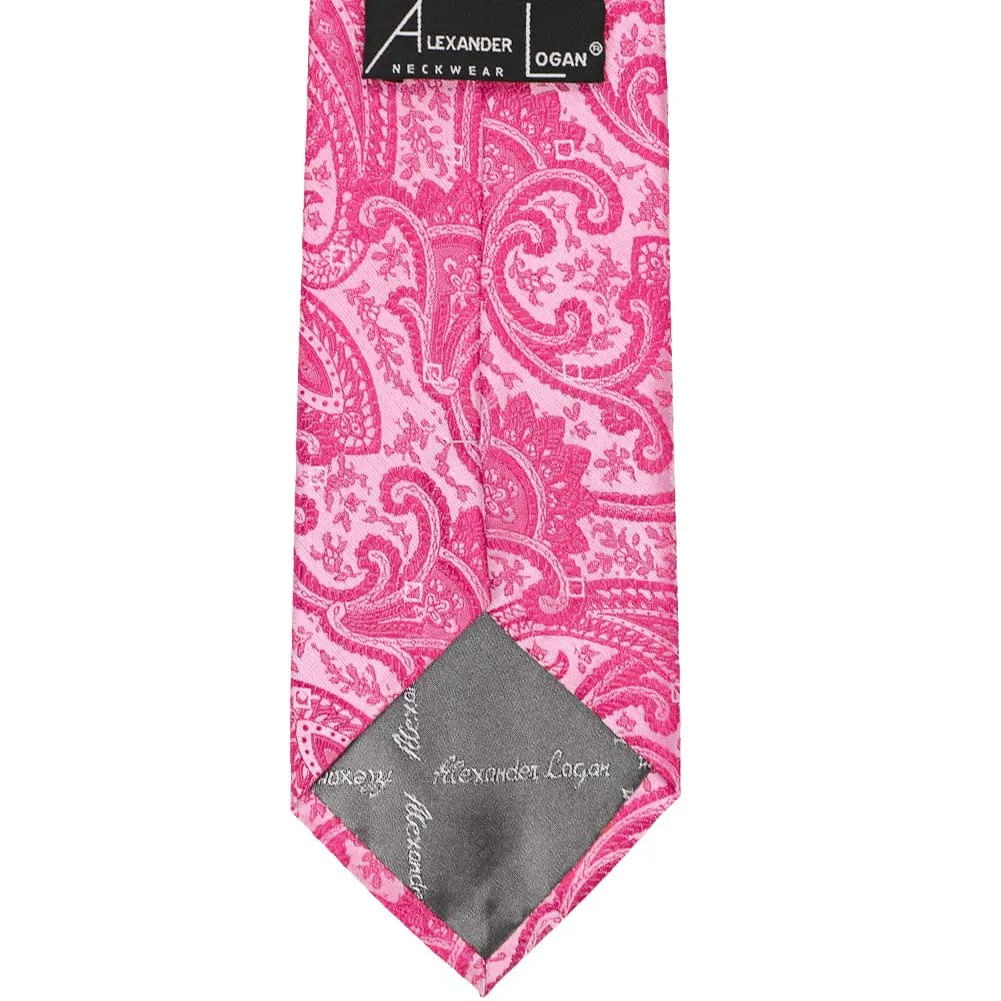 Bright Fuchsia Clara Paisley Extra Long Necktie sold by TieMart product image thumbnail 3