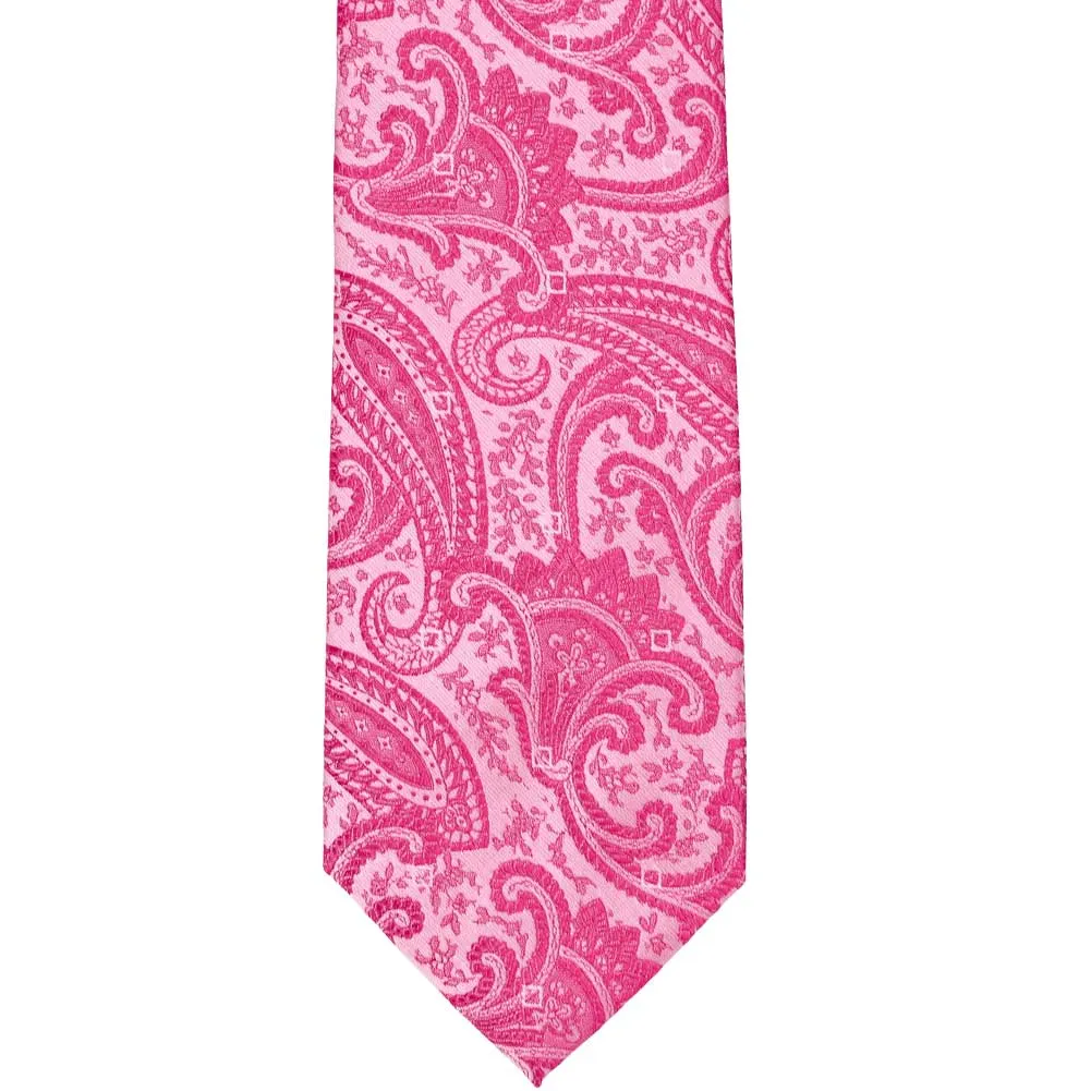 Bright Fuchsia Clara Paisley Extra Long Necktie sold by TieMart product image thumbnail 2