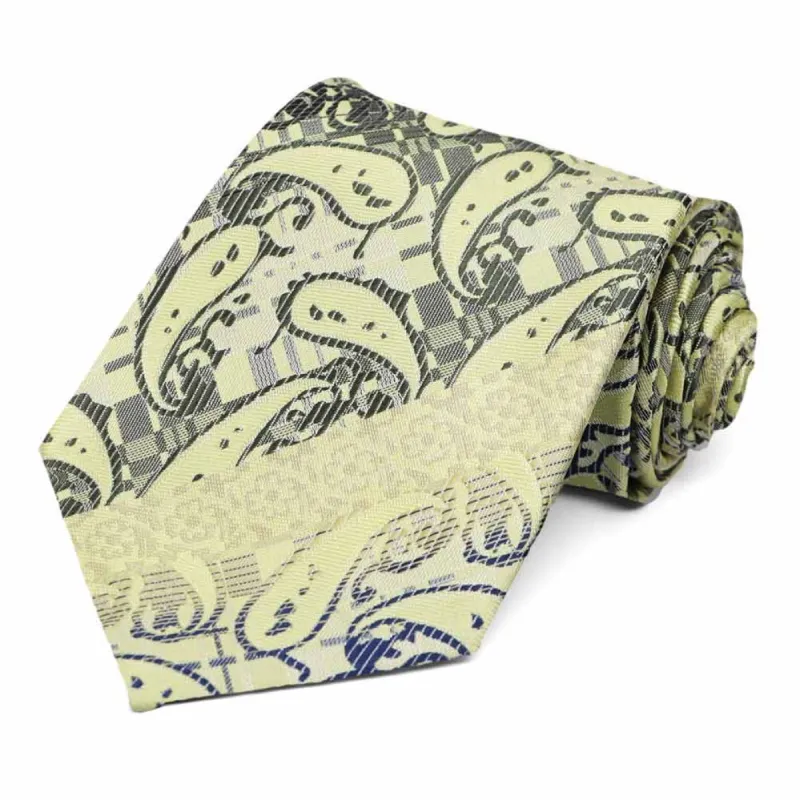 Light Citron Vernon Paisley Necktie sold by TieMart