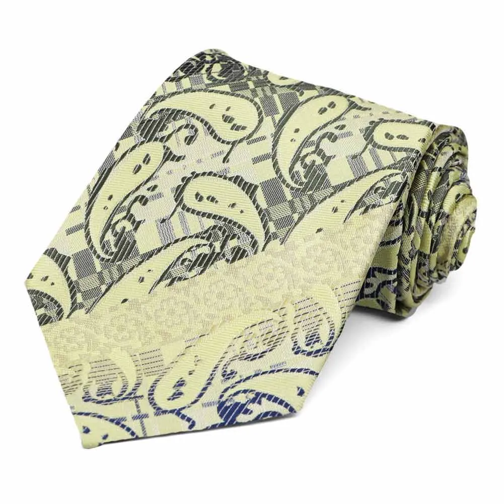 Light Citron Vernon Paisley Necktie sold by TieMart