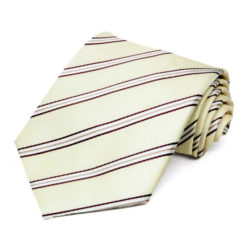 Vanilla Melvin Striped Extra Long Necktie sold by TieMart