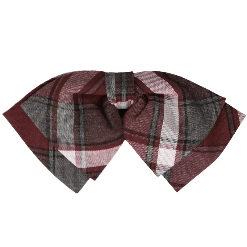 Burgundy and Gray Plaid Floppy Bow Tie sold by TieMart