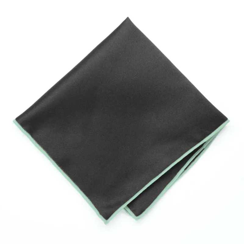 Seafoam Tipped Black Pocket Square sold by TieMart