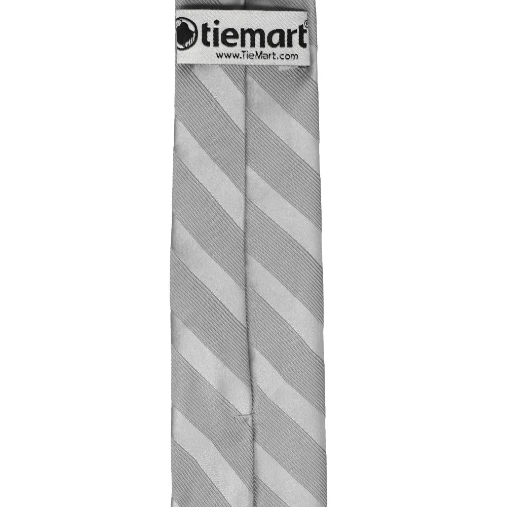 Silver Elite Striped Slim Necktie, 2.5" Width sold by TieMart product image thumbnail 4