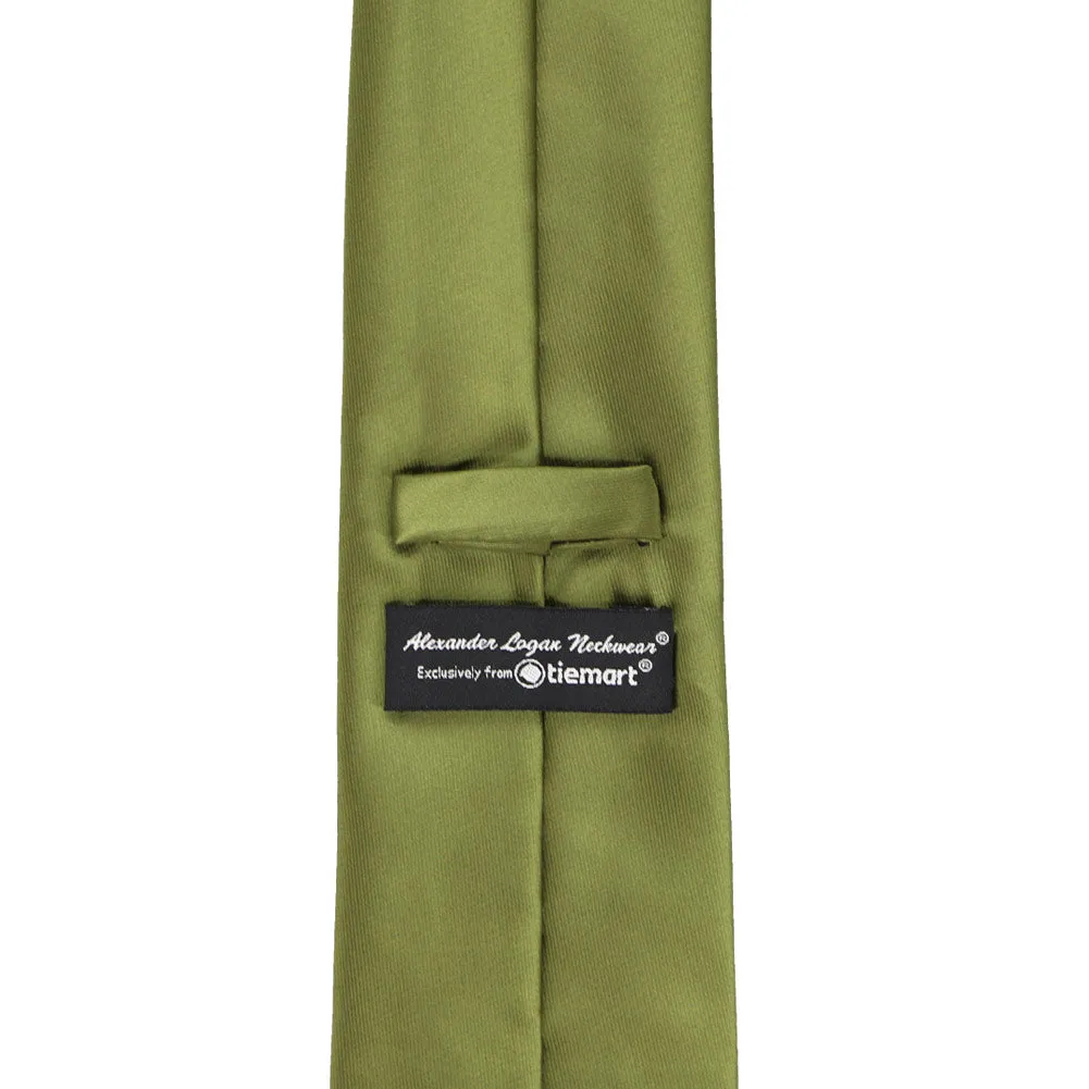 Olive Green Solid Color Necktie sold by TieMart product image thumbnail 3