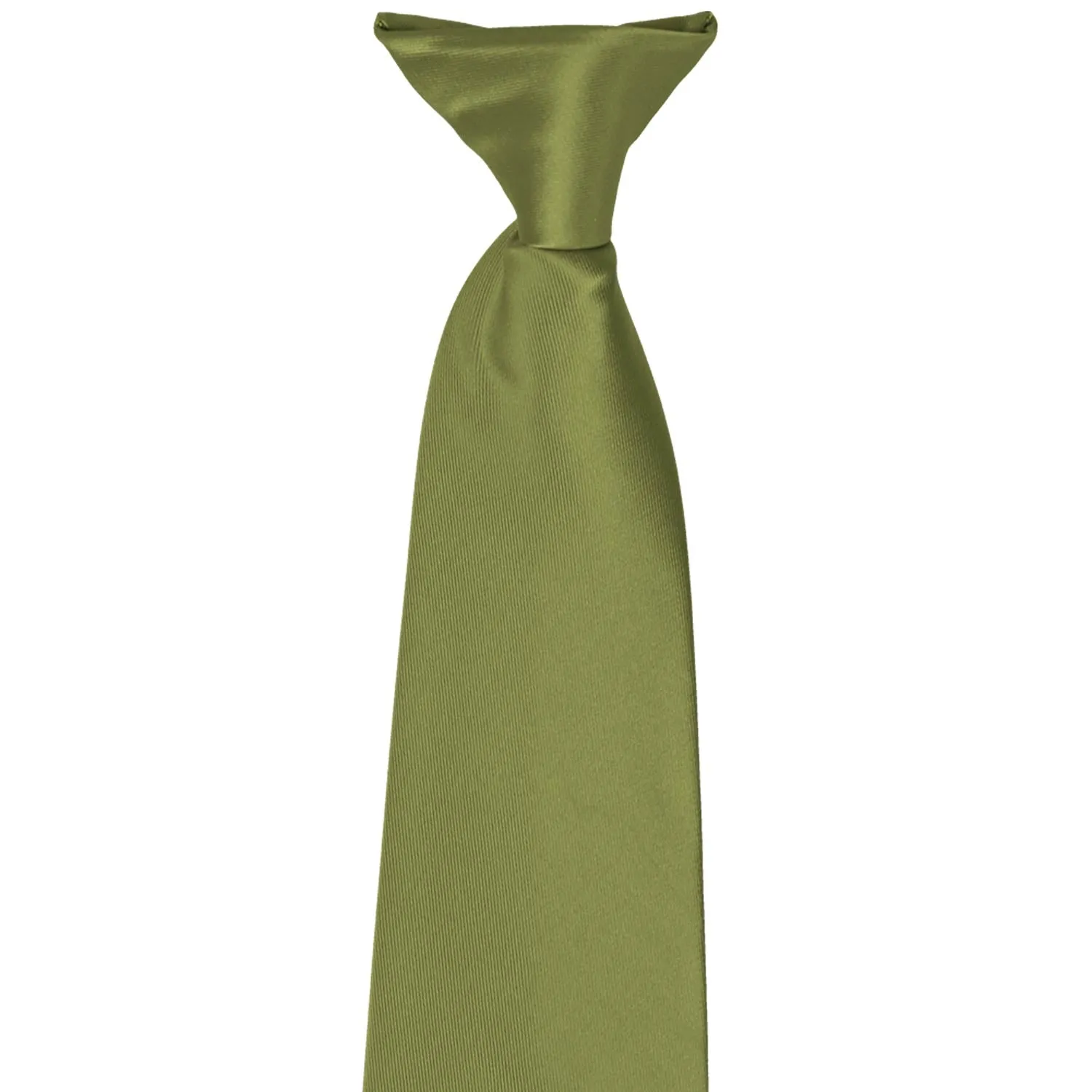 Olive Green Solid Color Clip-On Tie sold by TieMart product image thumbnail 2